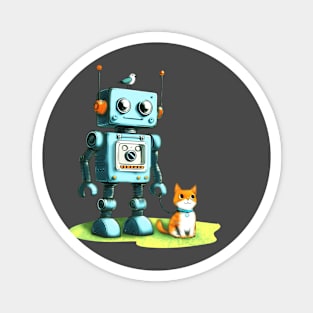 Cat and robot Magnet